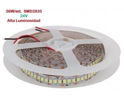 Tira LED 5 mts Flexible 24V 180W 1200 Led SMD 2835 IP20 Blanco Cálido, Alta Luminosidad